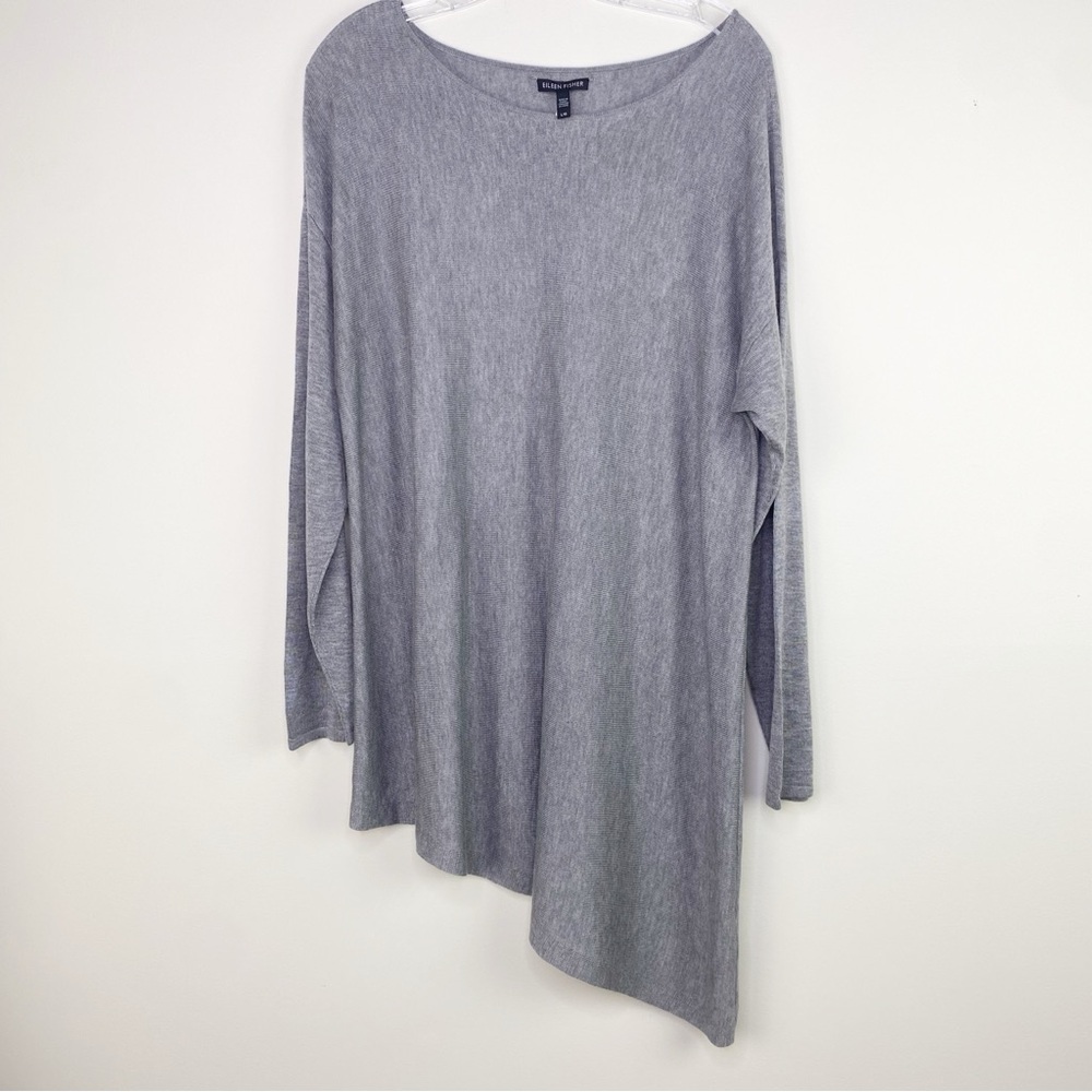 Eileen Fisher Gray Asymmetrical Long-Sleeve Sweater